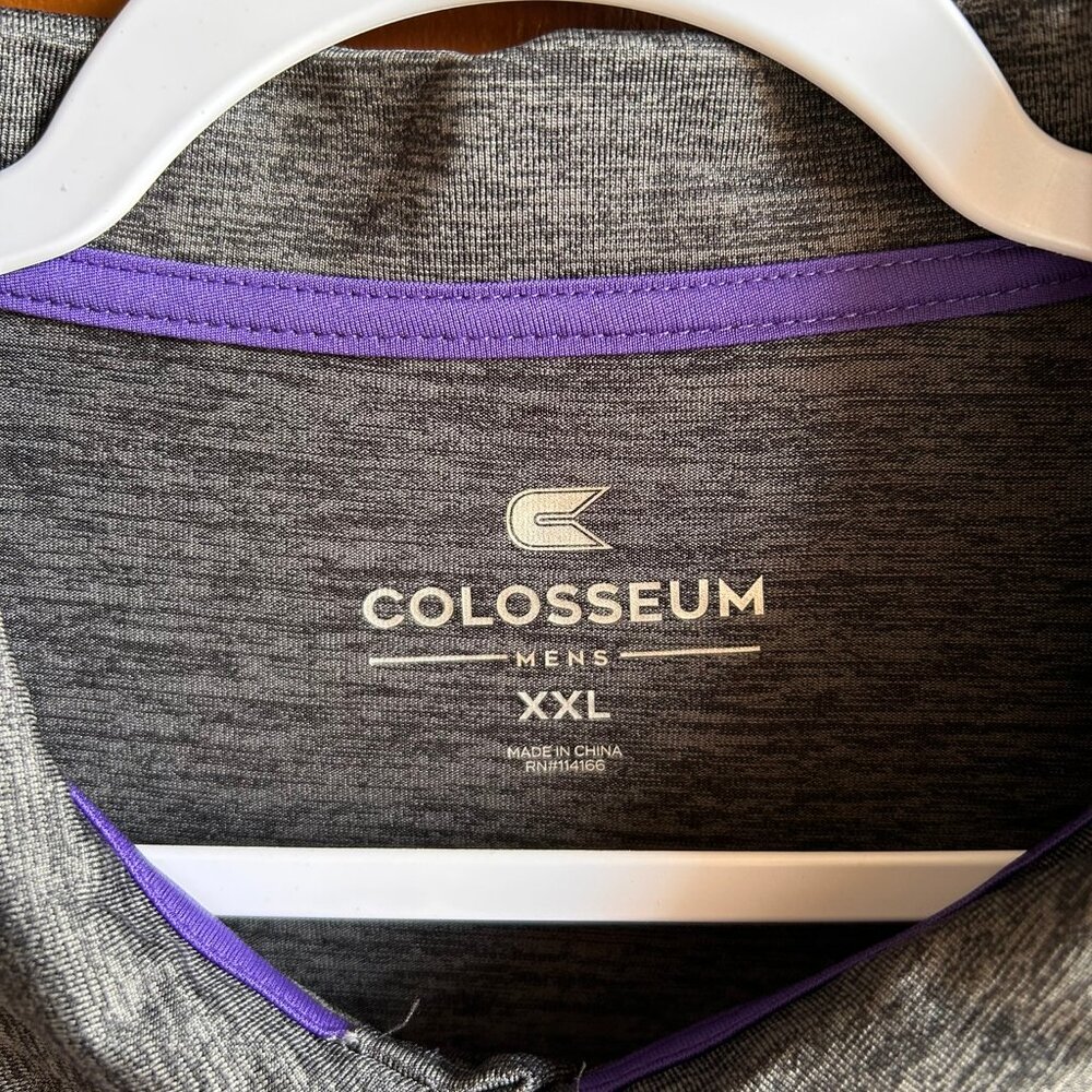 Colosseum LSU Mens 3 Button Collared Polo - Size XXL - Heather Gray - New w/Tags - Picture 2 of 7